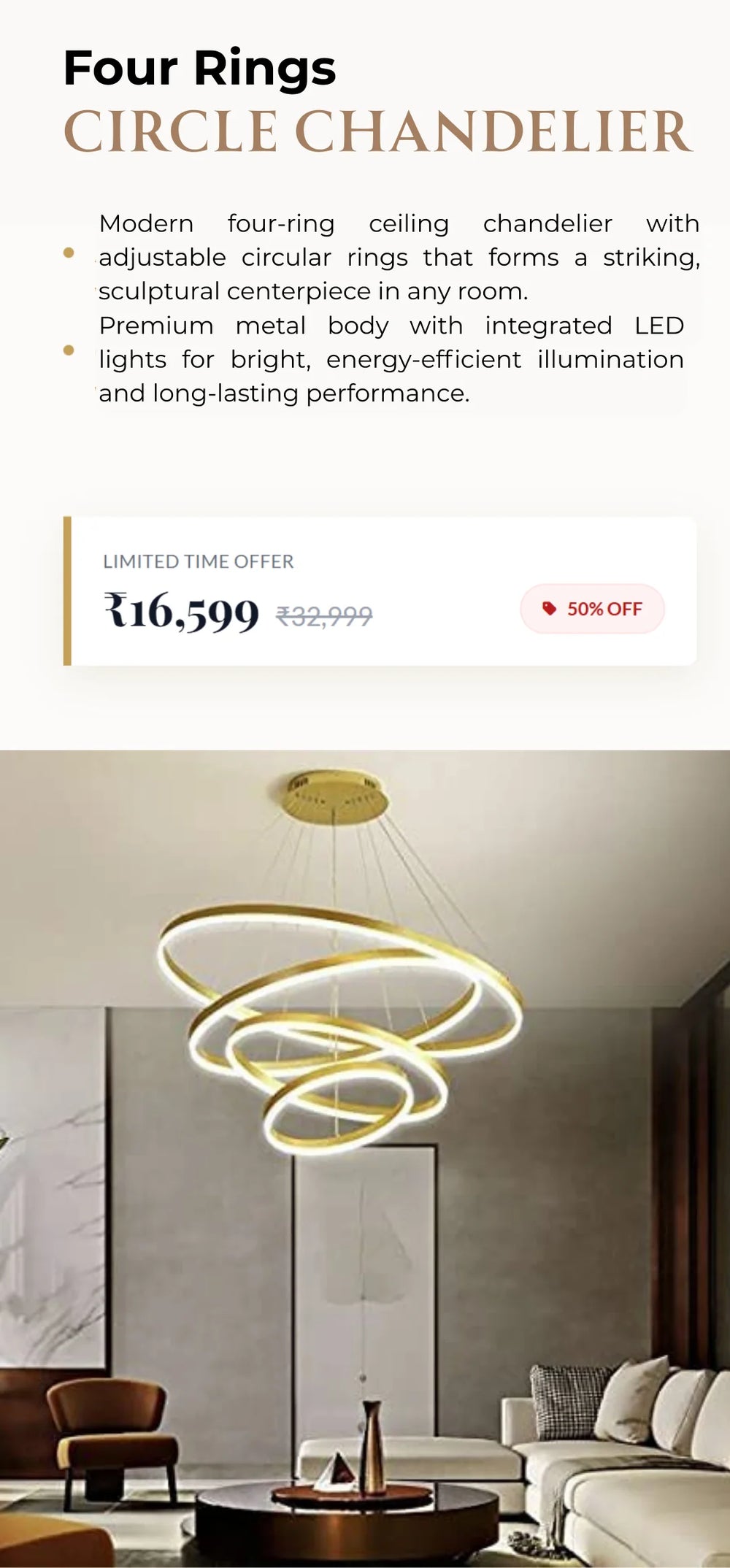 Four Rings Circle Chandelier – Modern Hanging Light