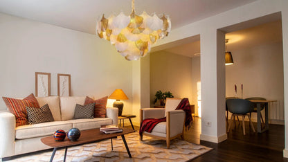 B&B Golden Leaf Petal Chandelier – Artistic Hanging Light - Bliss and Birch