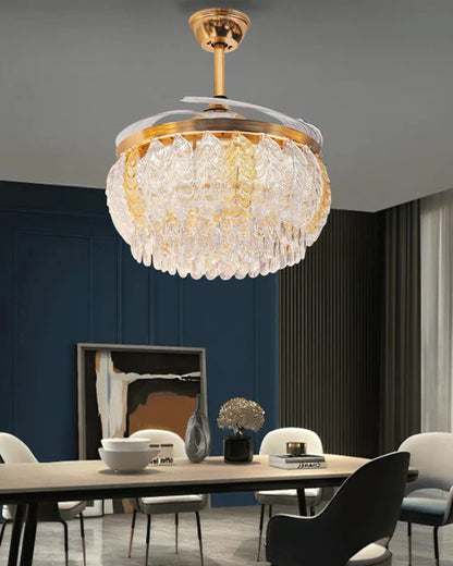 Midnight Royale Crystal Fan Chandelier – Amber Leaf Glamour