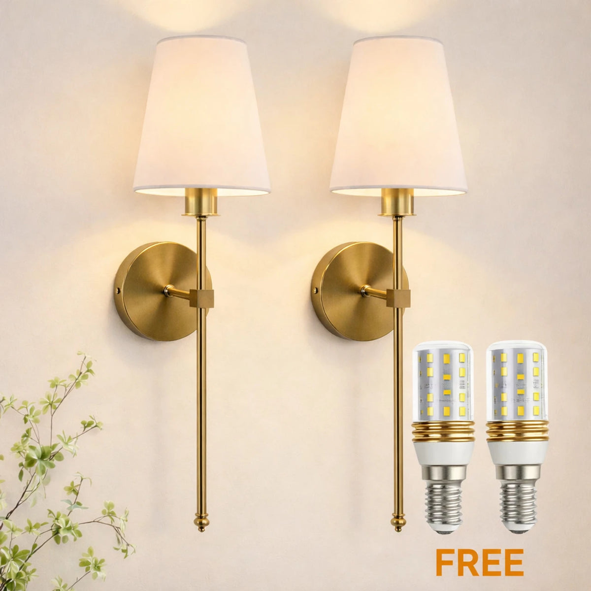 Ivory Grace Fabric & Gold Wall Sconce View 1 – Luxury Designer Lighting | Bliss & Birch