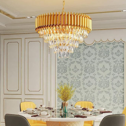 Golden Glow Crystal Chandelier – Brilliant Ambient Lighting