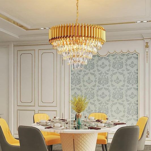 Golden Glow Crystal Chandelier – Brilliant Ambient Lighting