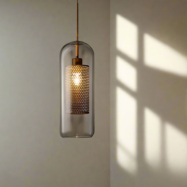 Luxe Capsule Mesh Pendant (Black & Gold)