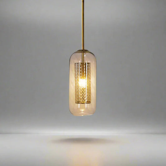 Halo Beam Capsule Pendant (Gold & Glass)