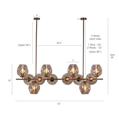 Orion Gold Linear Globe Chandelier – Bubble Glass Globes