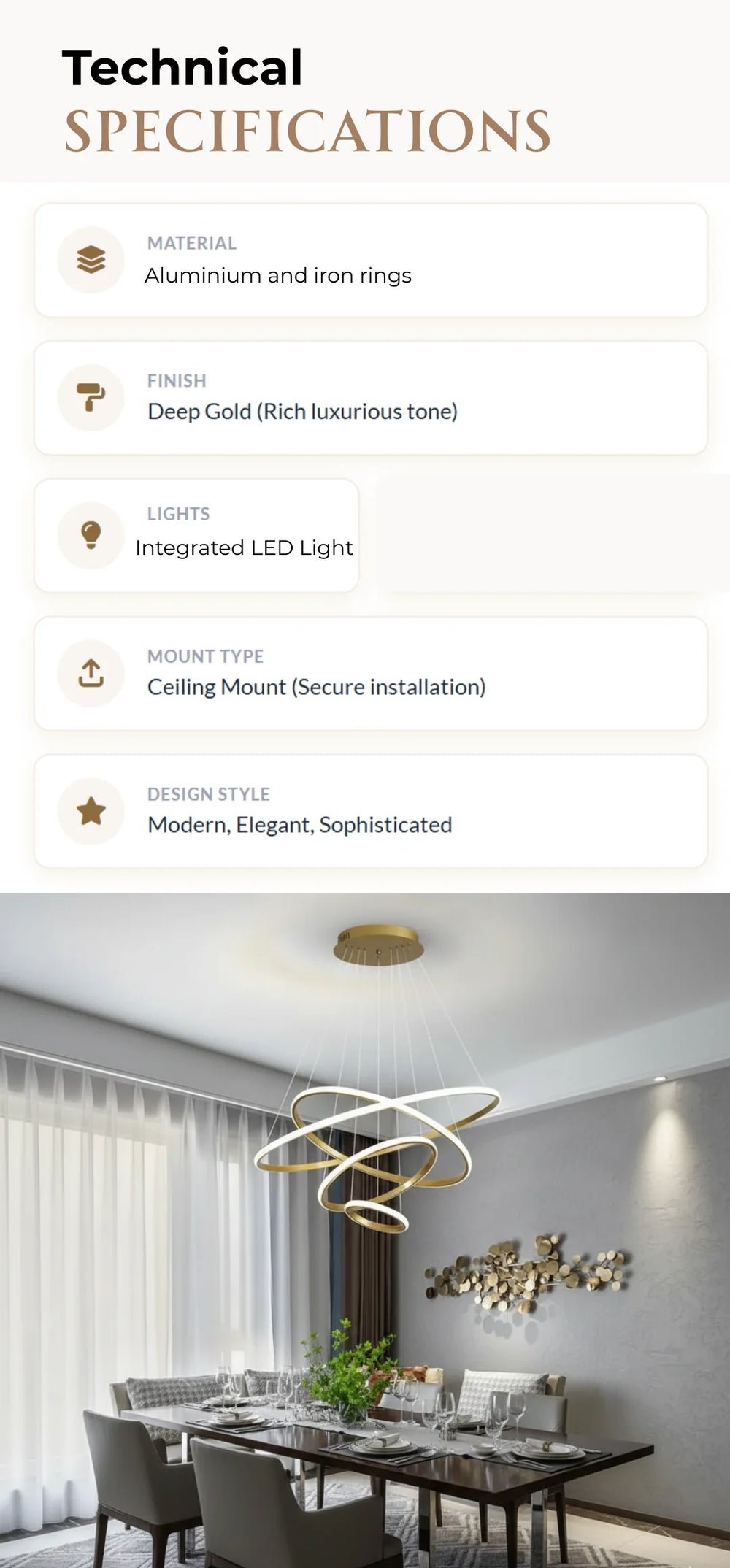 Four Rings Circle Chandelier – Modern Hanging Light
