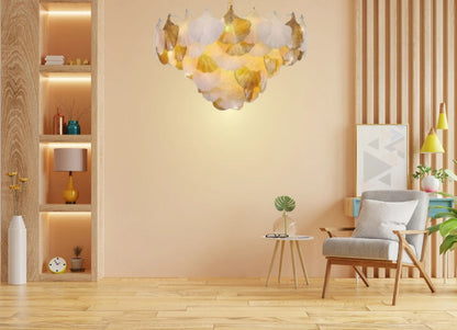 B&B Golden Leaf Petal Chandelier – Artistic Hanging Light - Bliss and Birch