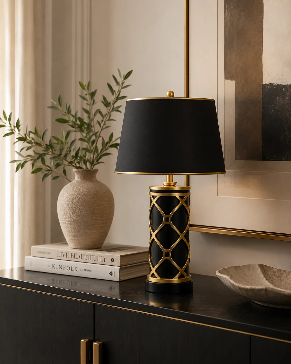 B&B Black Gold Halo Table Lamp - Bliss and Birch