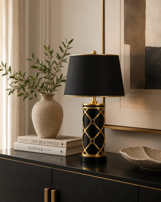 B&B Black Gold Halo Table Lamp