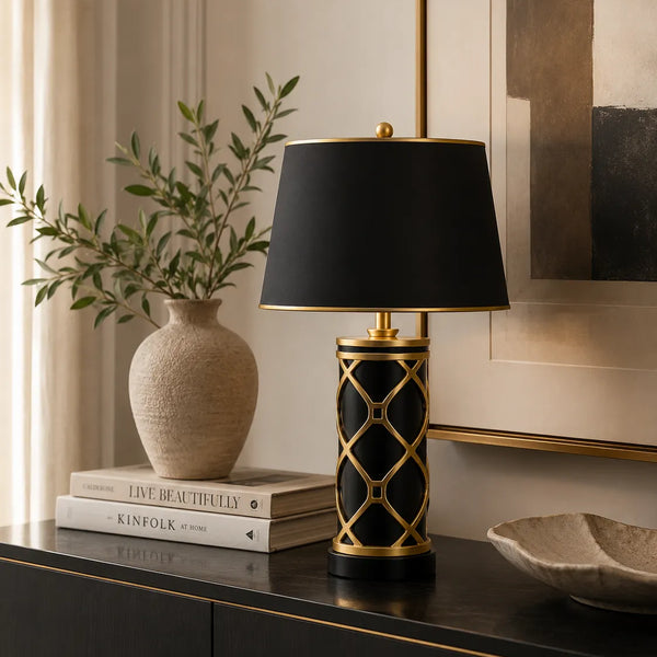 B&B Black Gold Halo Table Lamp