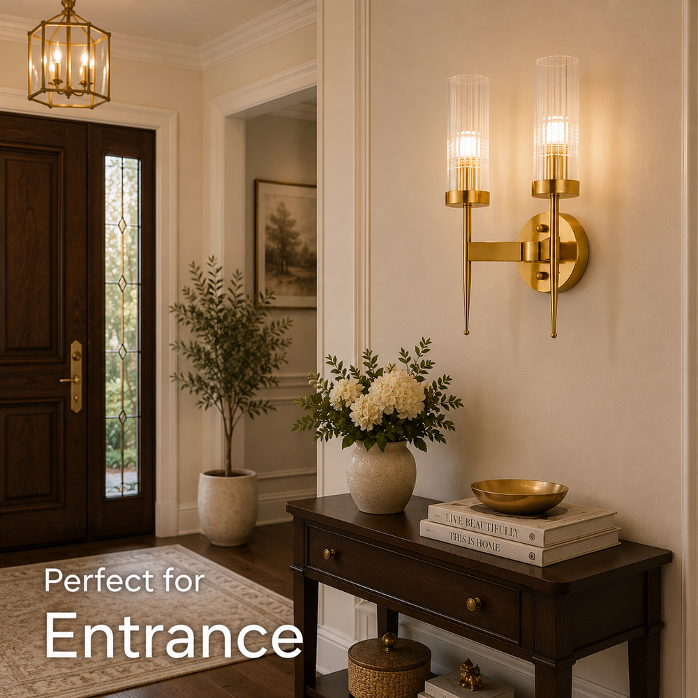 Dual Modern Cylindrical Glass Sconce
