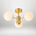 3-Globe brass-toned flush ceiling light product view