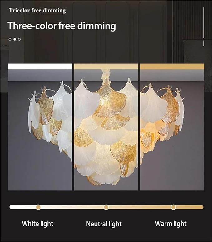 Golden Leaf Petal Chandelier – White & Gold Resin Petals