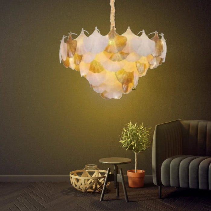 B&B Golden Leaf Petal Chandelier – Artistic Hanging Light