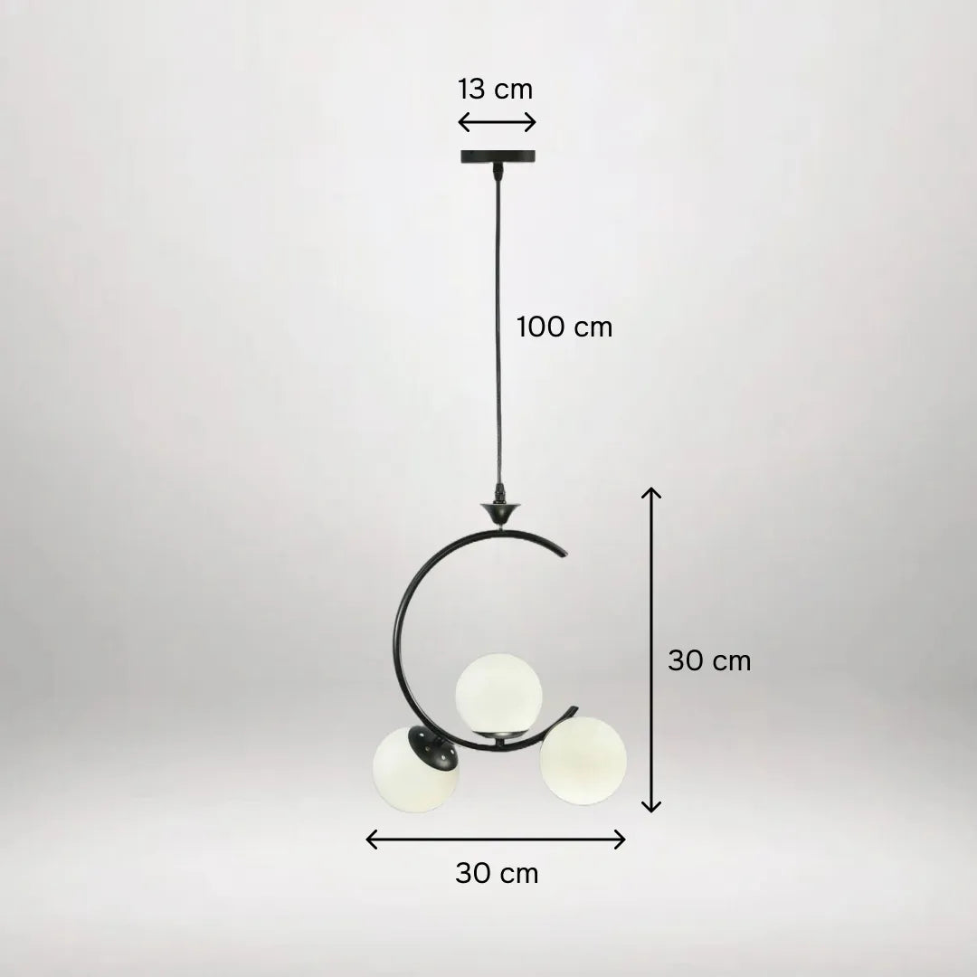 B&B 3-Light Globe Chandelier Hanging Light with White Glass