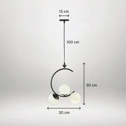 B&B 3-Light Globe Chandelier Hanging Light with White Glass - Bliss and Birch