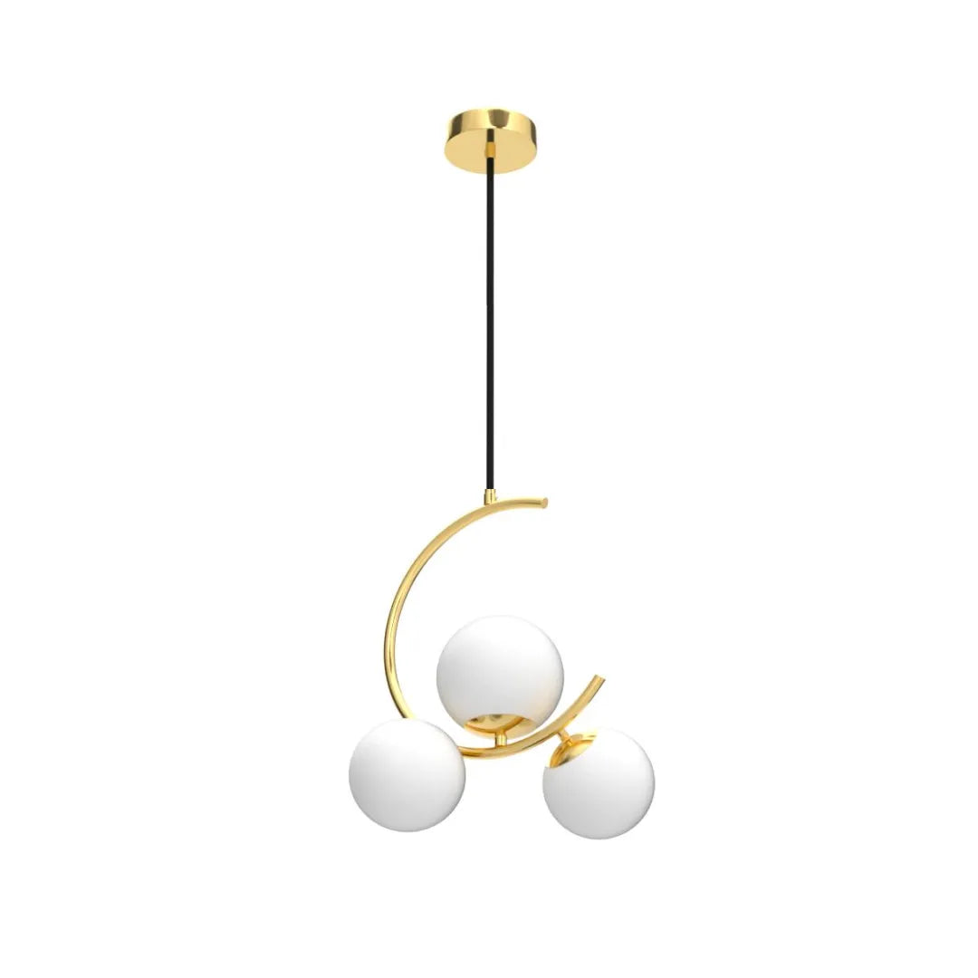 B&B 3-Light Globe Chandelier Hanging Light with White Glass