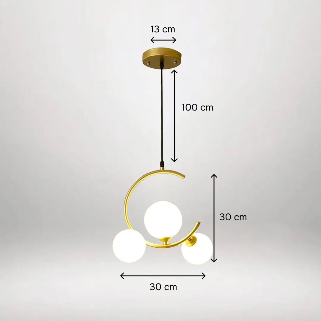 B&B 3-Light Globe Chandelier Hanging Light with White Glass