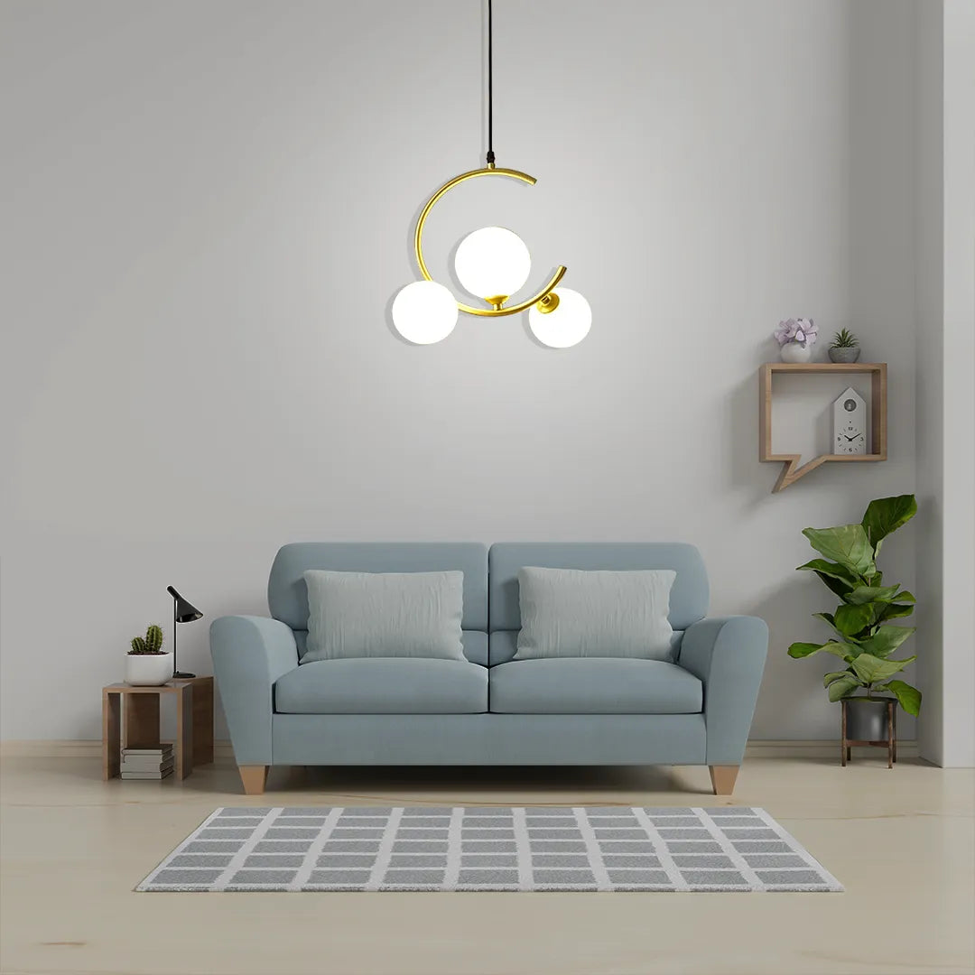 B&B 3-Light Globe Chandelier Hanging Light with White Glass