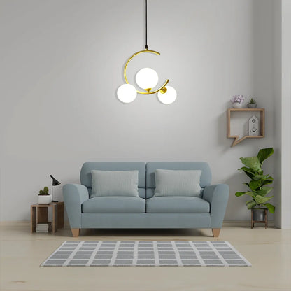 B&B 3-Light Globe Chandelier Hanging Light with White Glass - Bliss and Birch