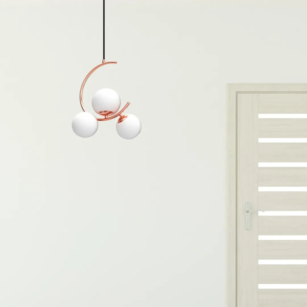B&B 3-Light Globe Chandelier Hanging Light with White Glass