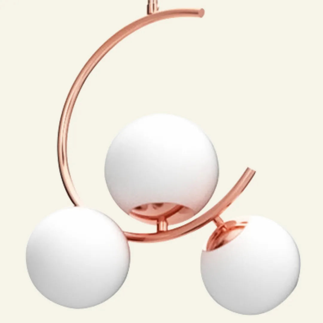 B&B 3-Light Globe Chandelier Hanging Light with White Glass