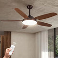 Five-blade ceiling fan with integrated light and remote