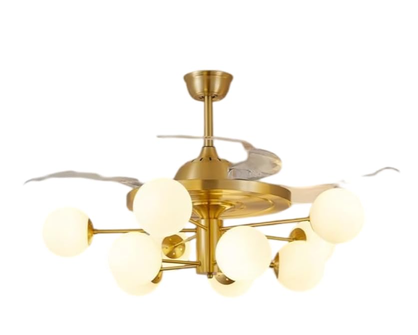 Golden Globe Luxury LED Fan – 8 Frosted Globes & Remote Control