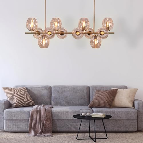 Orion Gold Linear Globe Chandelier – Bubble Glass Globes