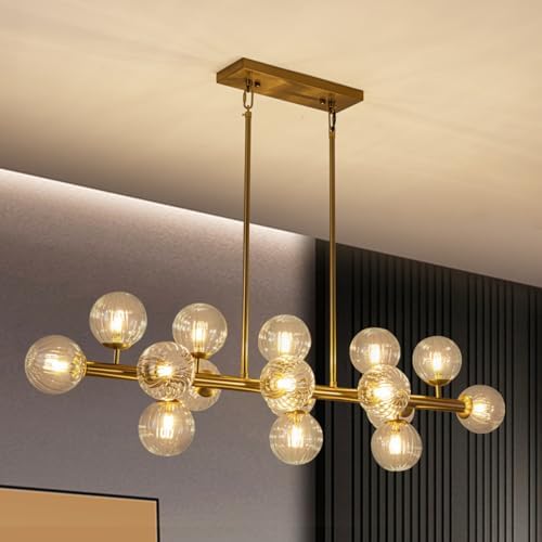 Stellar Rail Modern Pendant – Golden Rod & Glass Globes
