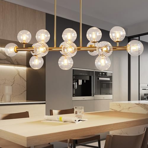 Stellar Rail Modern Pendant – Golden Rod & Glass Globes