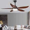 52-inch curved-blade ceiling fan with integrated light in a living room