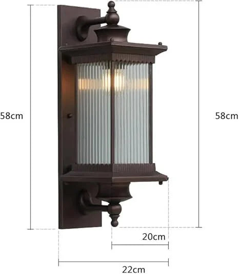 Bliss & Birch Vintage Outdoor Lantern Wall Light – Waterproof Exterior Sconce (Black / Coffee)