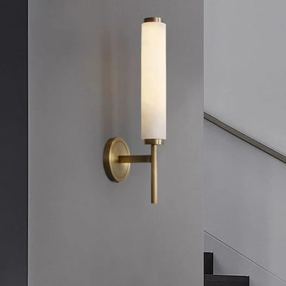 B&B Modern Vertical Frosted Glass Wall Sconce – Gold Finish