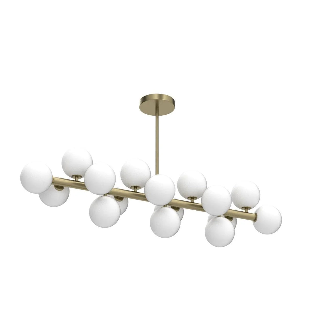 Opulent Glow sixteen-globe chandelier on a white background