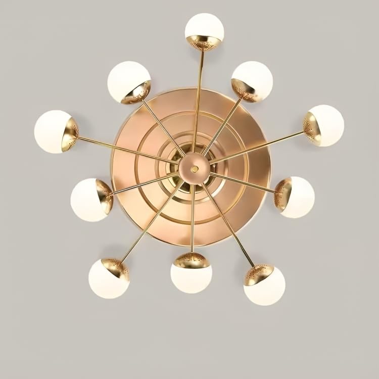 Golden Globe Luxury LED Fan – 8 Frosted Globes & Remote Control
