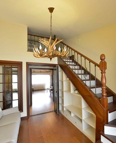 Rustic Antler Chandelier – Faux Antlers & Candle‑Style Light