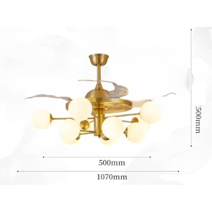Golden Globe Luxury LED Fan – 8 Frosted Globes & Remote Control