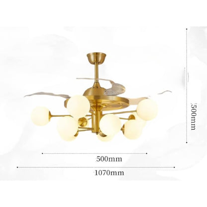 Golden Globe Luxury LED Fan – 8 Frosted Globes & Remote Control