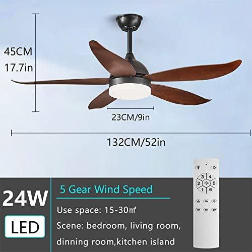 BreezeNova Curved Blade Ceiling Fan – 52‑Inch LED & Remote