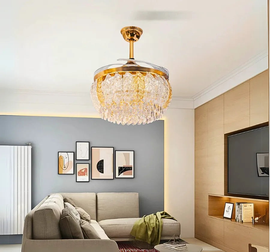 Midnight Royale Crystal Fan Chandelier – Amber Leaf Glamour