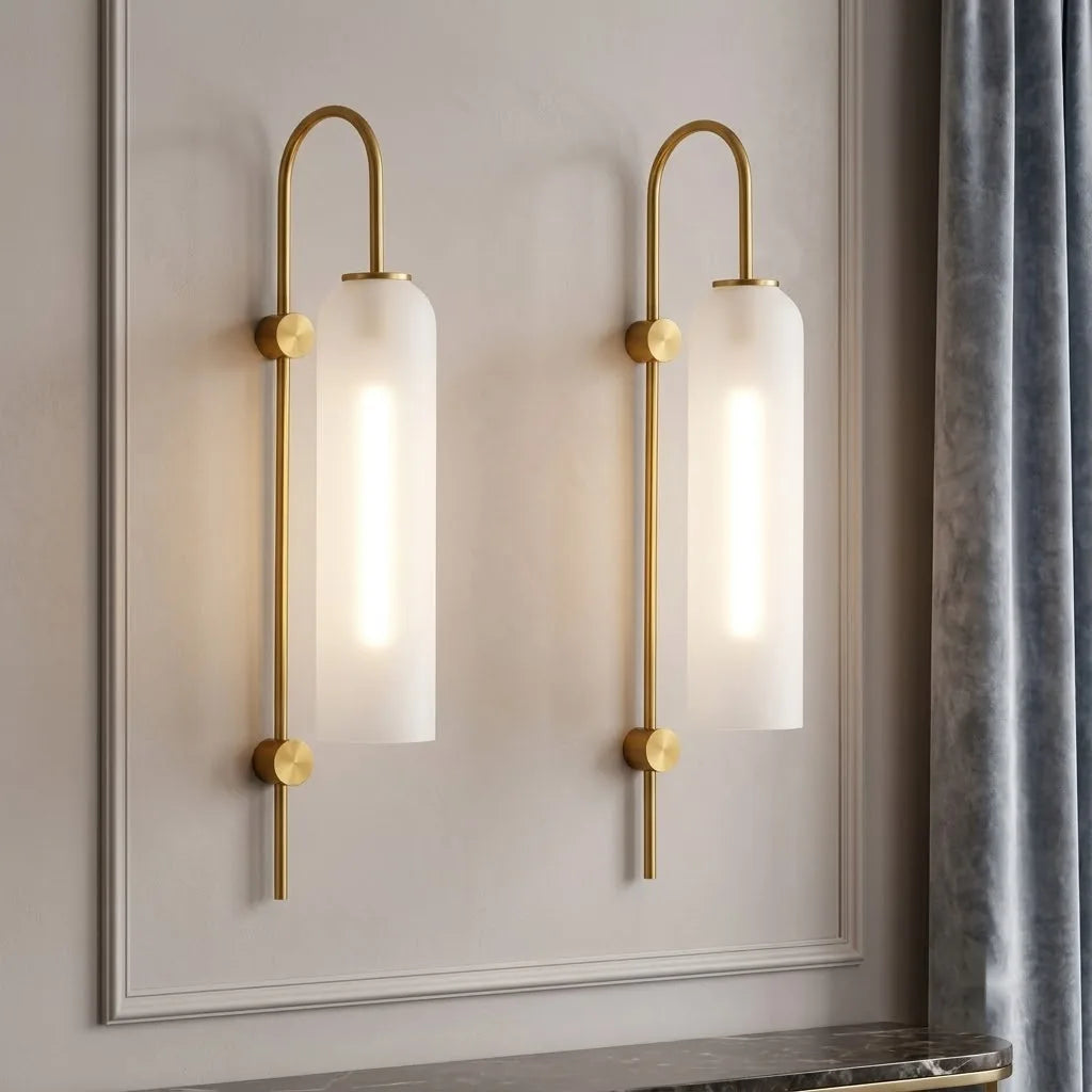 Tall Designer Glass Tube Wall Sconce (Pack of 2)