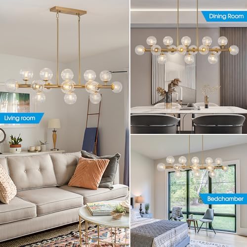 Stellar Rail Modern Pendant – Golden Rod & Glass Globes