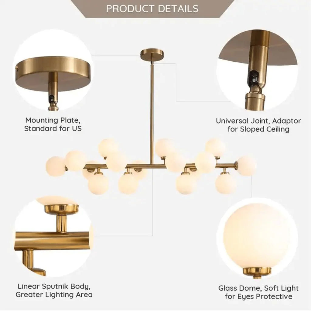 Construction details for the linear globe chandelier