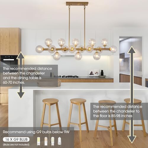 Stellar Rail Modern Pendant – Golden Rod & Glass Globes