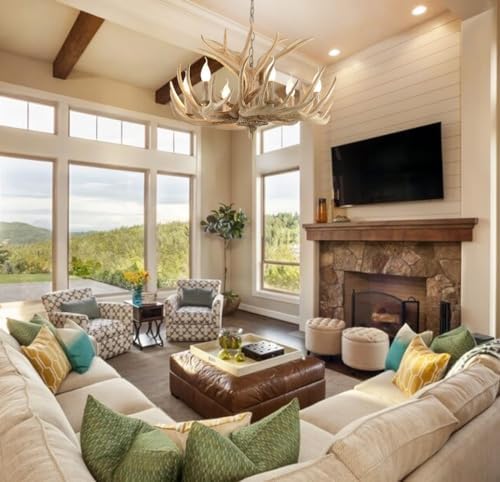 Rustic Antler Chandelier – Faux Antlers & Candle‑Style Light