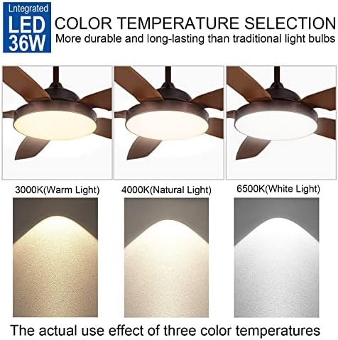 Modern Wooden Blade LED Fan – 5‑Blade Remote‑Controlled