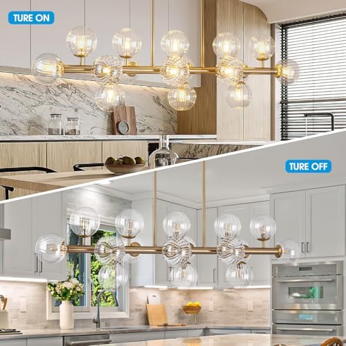 Stellar Rail Modern Pendant – Golden Rod & Glass Globes
