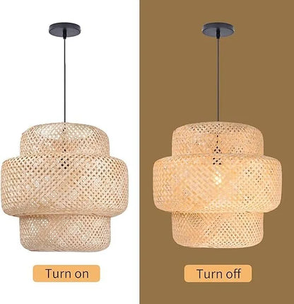 B&B Woven Bamboo Pendant Light – Double Layer Drum (Pack of 2)