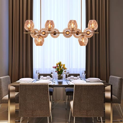 Orion Gold Linear Globe Chandelier – Bubble Glass Globes